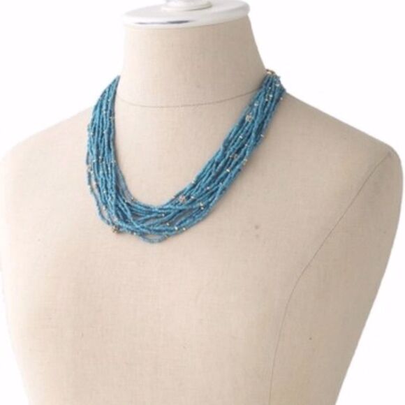 🎃 Stella & Dot NWOT Calliah Statement Necklace Turquoise Gold - Picture 8 of 9